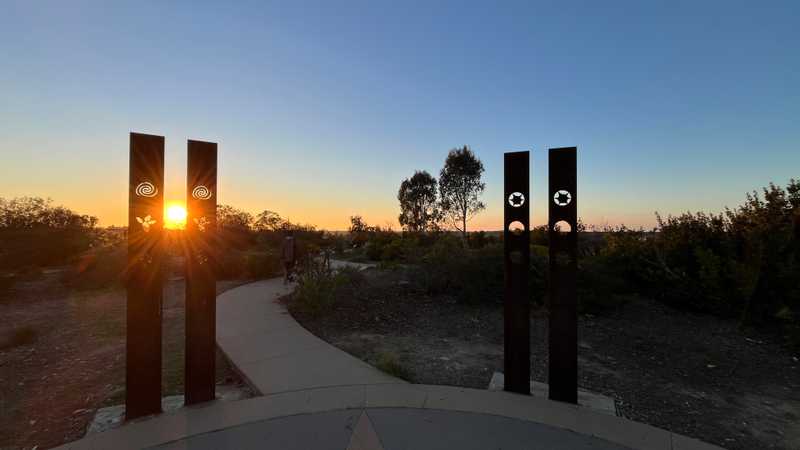 A sculpture in Mira Mesa's Camino Ruiz Park tracks the movement of the sunset: from right to left as summer turns to winter, and back again as summer makes its return.